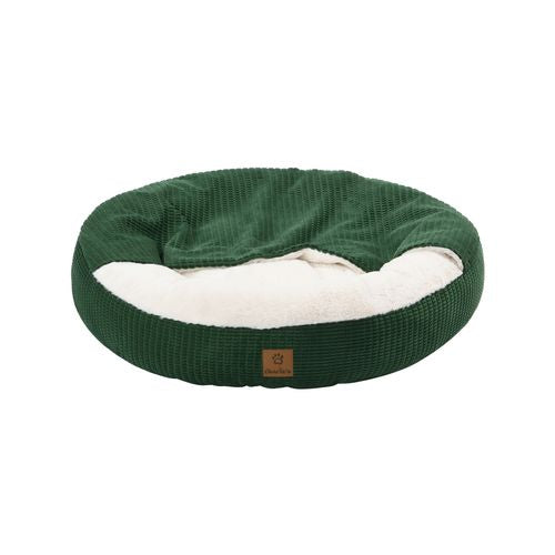 Charlie's - Hooded Snookie Calming Donut Dog Bed Eden - Green - Medium