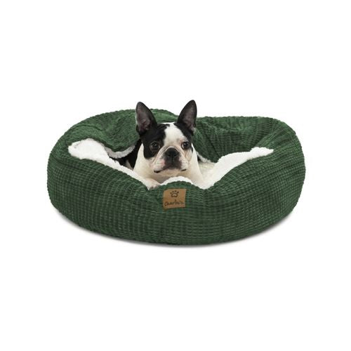 Charlie's - Hooded Snookie Calming Donut Dog Bed Eden - Green - Medium