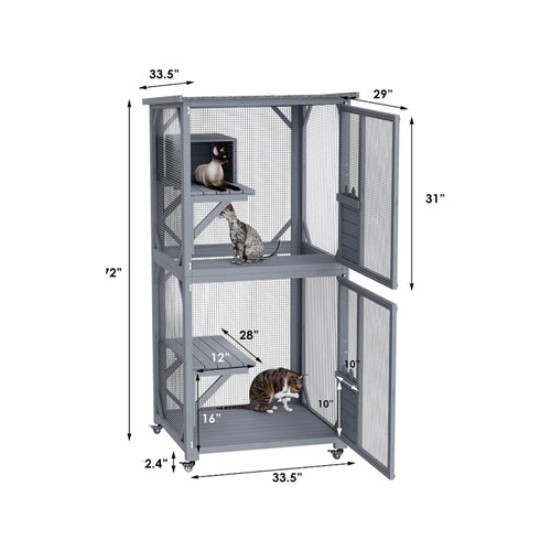 Yes4pets - Pet Cat Shelter Condo With Escape Door Wooden Kitten Cage House