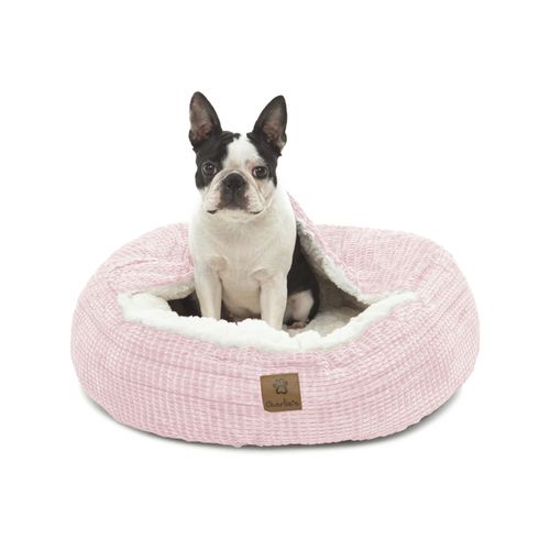 Charlie's - Hooded Snookie Calming Donut Dog Bed - Pink - Small