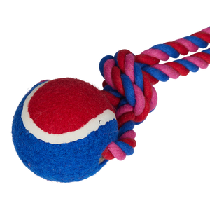 Happy Tails - Pink And Blue Ball Rope Toy - petservo