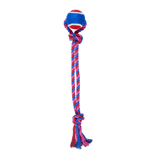 Happy Tails - Pink And Blue Ball Rope Toy - petservo