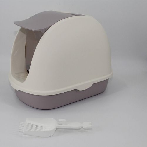 YES4PETS - Portable Hooded Cat Toilet Litter Box Tray House with Scoop and Grid Tray White