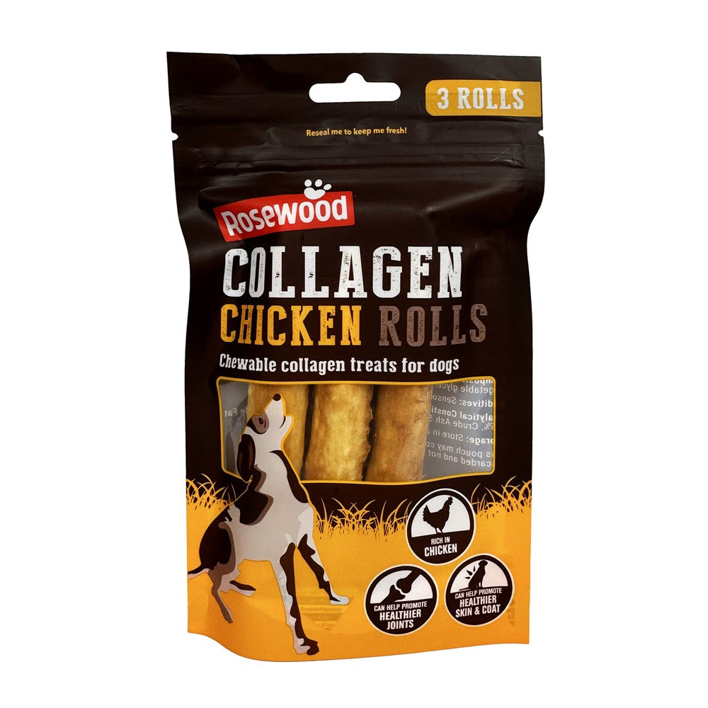 Rosewood - COLLAGEN 3PC ROLLS 70G CHICKEN - Petservo