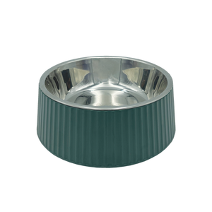 Baxter Bone - Ribbed Melamine Pet Bowl - Medium Olive - Petservo