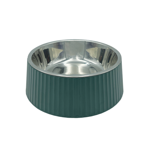 Baxter Bone - Ribbed Melamine Pet Bowl - Medium Olive - Petservo