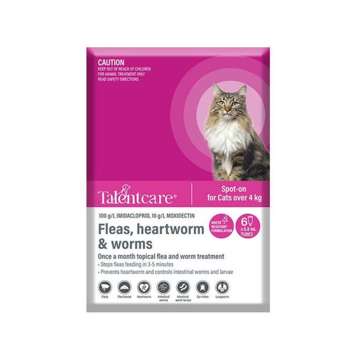 Talentail - Talentcare Pet Spot-on Worm Treatment For Kitten/cats Over 4kg - 6pc