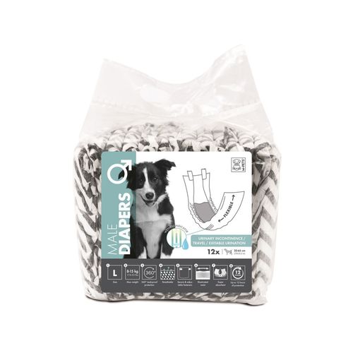 M-Pets - Male Dog/Puppy Pet Diapers Breathable Large w/ Witness Indicator - 12pc