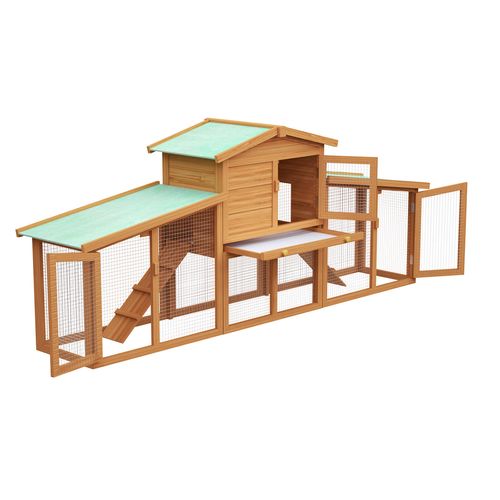 Advwin - Rabbit Hutch Chicken Coop 2 Level 193x36xH85 - Brown