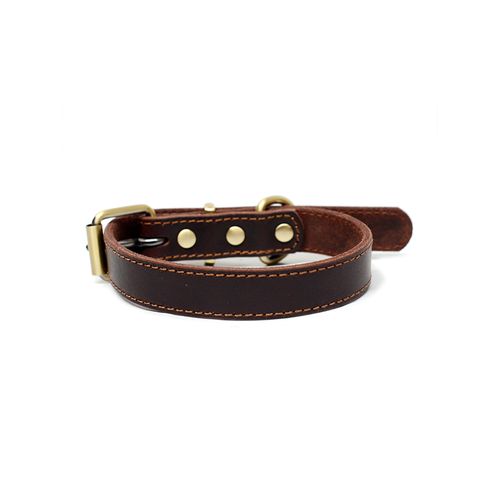 CottonMore - 100% Real Leather Dog Collar Strength w Sturdy buckle and D-ring - XLarge