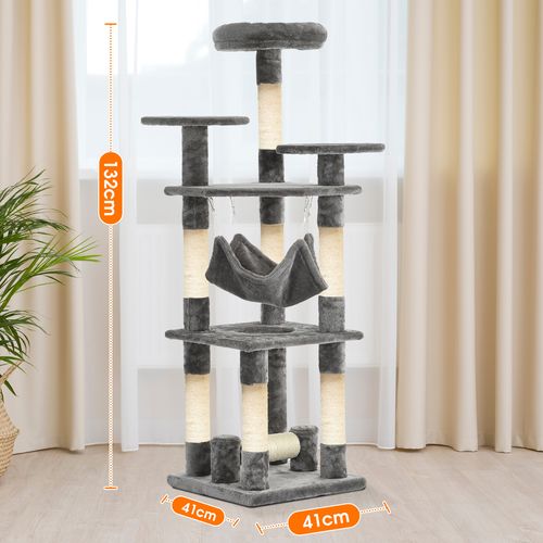 Advwin - 132cm Cat Scratching Post Tree - Light Grey