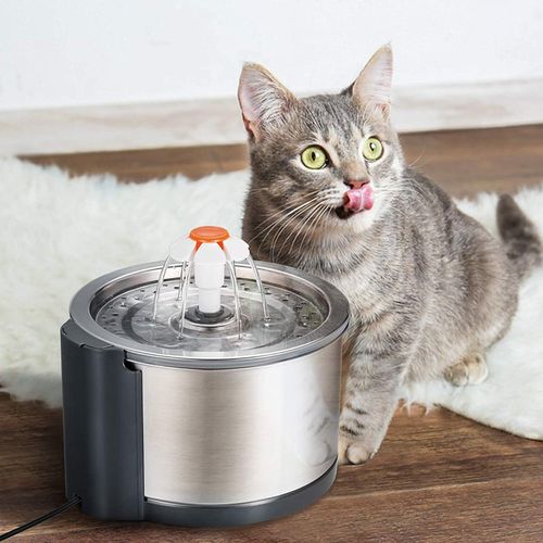 YES4PETS - Automatic Electric Pet Water Fountain Dog Cat Stainless Steel Feeder Bowl Dispenser