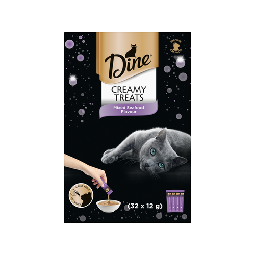 Dine - Creamy Treats 12g Mixed Seafood Flavour Cat Treats - 32 Sachets - petservo