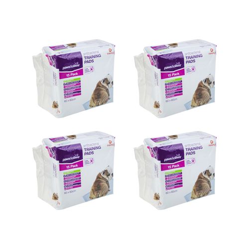 4x 15PK Paws & Claws 60x60cm Anti bacterial Pet/Dog Training Pads