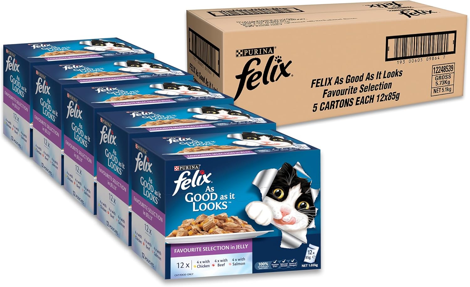 FELIX - As Good As It Looks Adult Wet Cat Food Favourites Selection 60x85g - Petservo