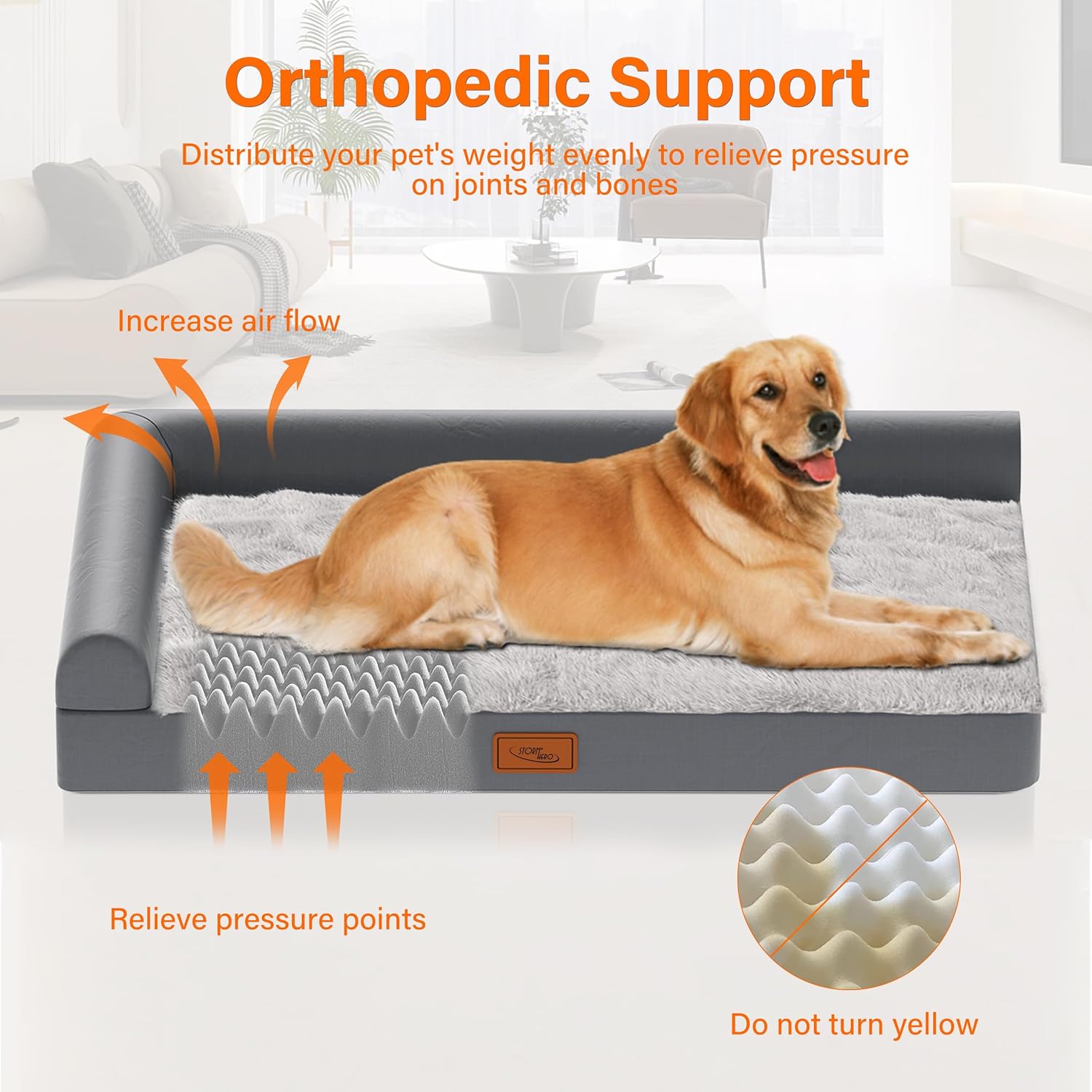 StormHero - Orthopedic Dog Bed - Large Memory Foam Pet Bed - Petservo