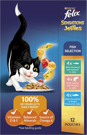 FELIX - Sensations Wet Cat Food Fish Selection Jellies 60x85g - Petservo