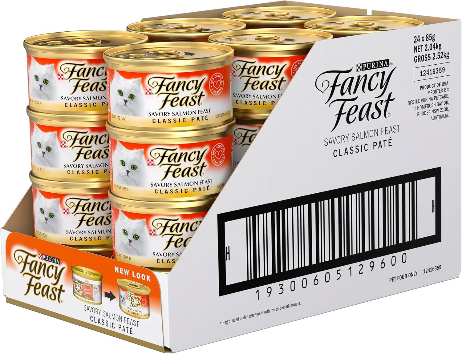 FANCY FEAST - Adult Savoury Salmon Pate Wet Cat Food 24x85g - Petservo