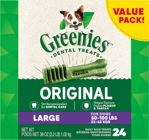 GREENIES - Canine Dental Dog Treats Original Large 24 Chews 1.02Kg - Petservo