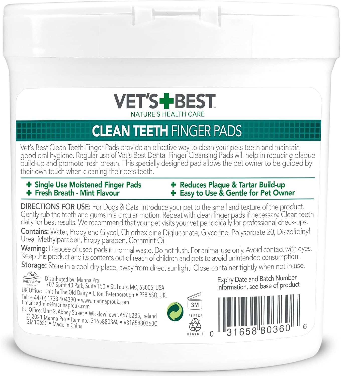 Vet's Best - Teeth Finger Pads 50 Pack - Dog Dental Care Wipes - Petservo