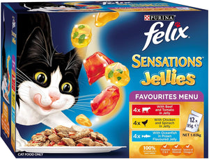 FELIX - Sensations Adult Wet Cat Food Favourites Menu Jellies 60x85g - Petservo