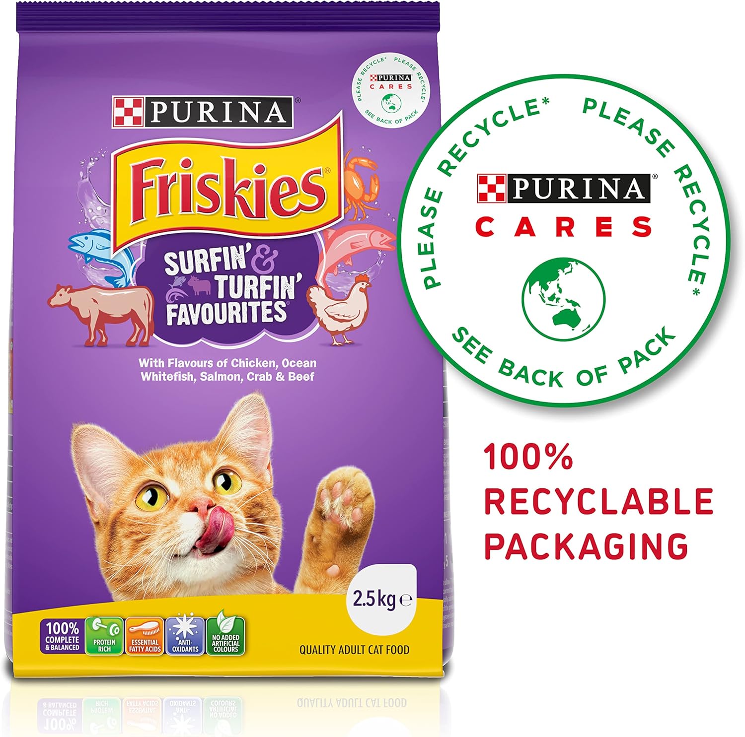 FRISKIES - Adult Dry Cat Food Surfin' & Turfin' Favourites 2.5kg - Petservo