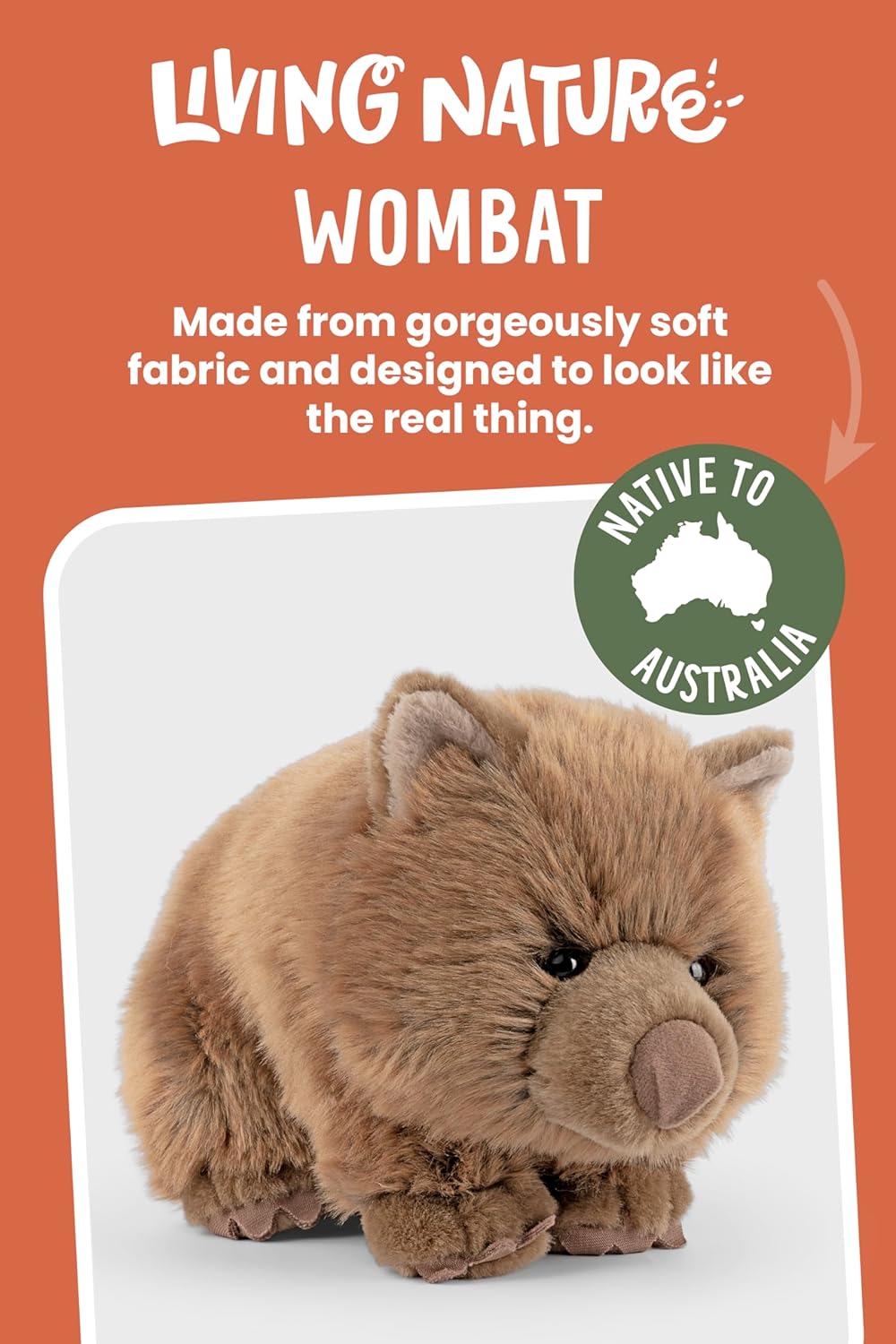 Living Nature - Wombat Stuffed Animal - Plush Soft Toy - Petservo