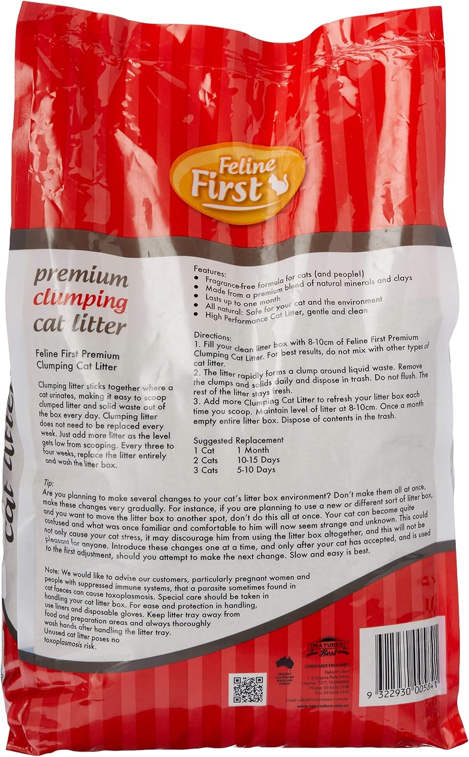 Feline First - Clumping Cat Litter 7.5kg - Natural & Odor Control - Petservo