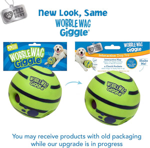 Wobble Wag Giggle - Ball Interactive Dog Toy | Medium Green, White Blue - Petservo