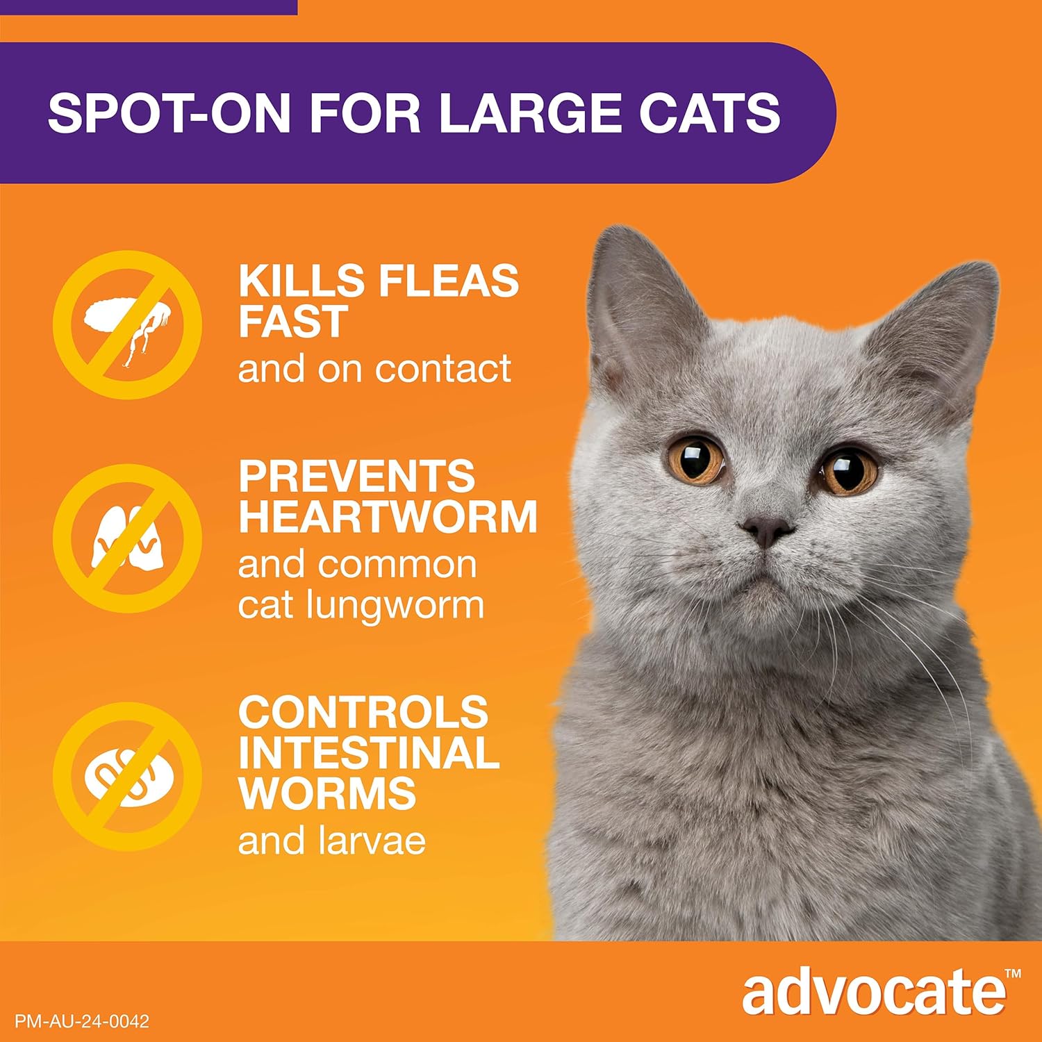 Advocate - Cat Spot-On Flea, Heartworm & Worms Treatment 1,3,6 Pack - Petservo