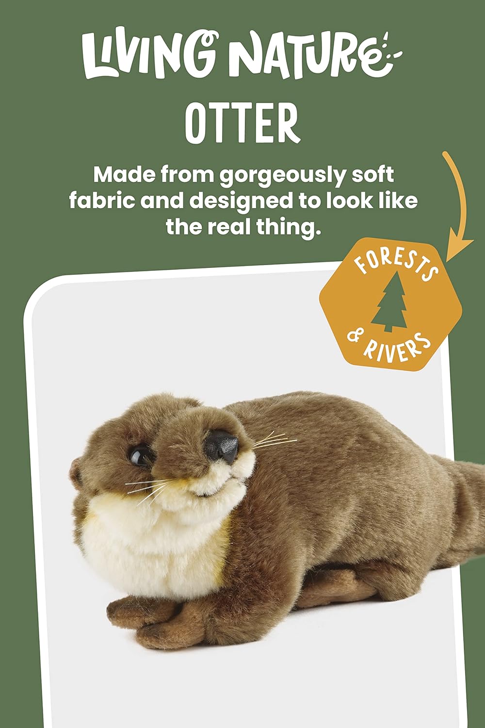 Living Nature - Plush Woodland Otter (32cm) | Realistic Soft Toy - Petservo