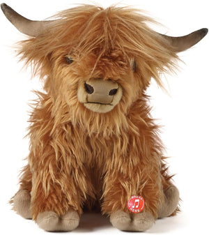 Living Nature - Highland Cow Soft Toy with Sound - 30cm Plush - Petservo