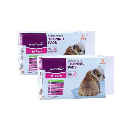 2x 30pc Paws And Claws 60x60cm Puppy/Dog/Pet Training Pads Antibacterial