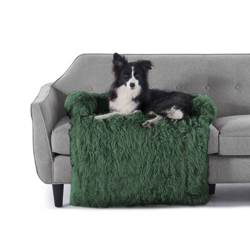 Charlie's - Shaggy Faux Fur Bolster Sofa Protector Calming Dog Bed Eden - Green - Small