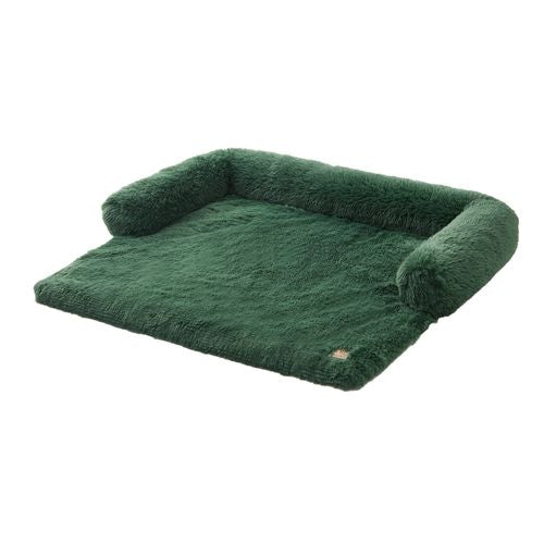 Charlie's - Shaggy Faux Fur Bolster Sofa Protector Calming Dog Bed Eden - Green - Large