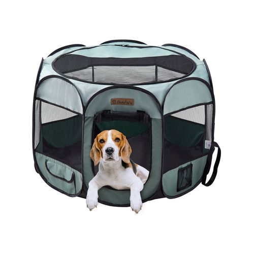 Charlie's - Adventure Pet Playpen Foldable Portable Crate Sage - Small - Green