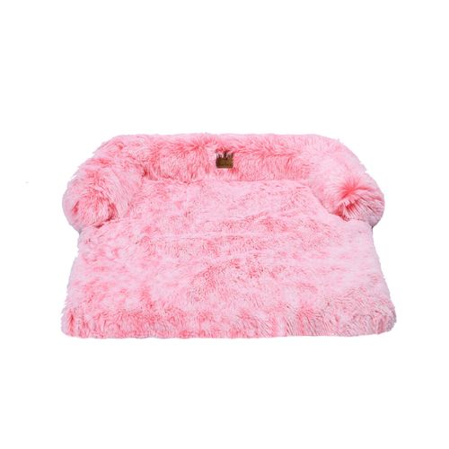 Charlie's - Shaggy Faux Fur Bolster Sofa Protector Calming Dog Bed Ombre - Pink - Large