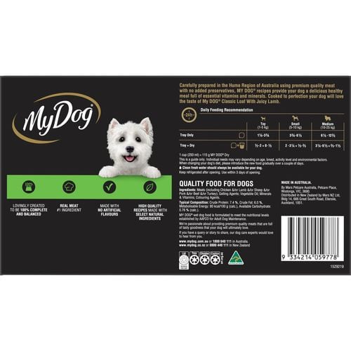 My Dog - 100g Classic Loaf with Juicy Lamb Adult Wet Dog Food - 24 Trays - petservo