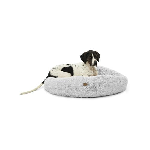 Charlie's - Shaggy Faux Fur Round Calming Dog Bed Arctic - White - Large