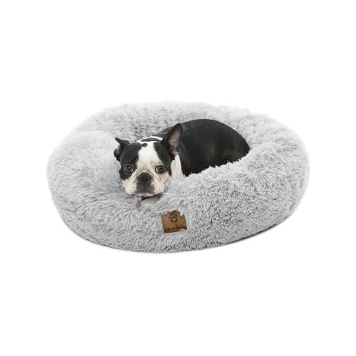 Charlie's - Shaggy Faux Fur Round Calming Dog Bed Arctic - White - Medium