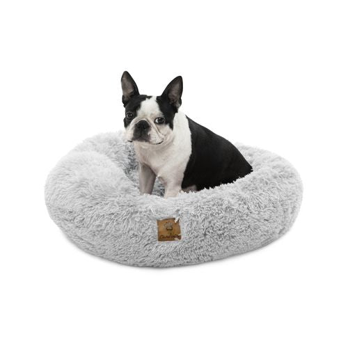 Charlie's - Shaggy Faux Fur Round Calming Dog Bed Arctic - White - Small