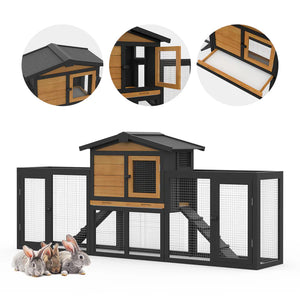 Advwin - Rabbit Hutch Wooden Chicken Coop Brown - Petservo