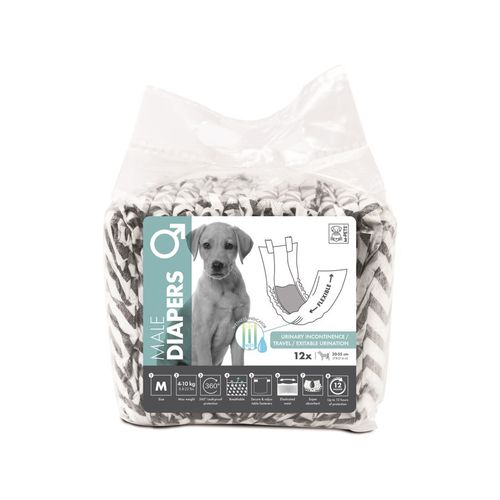 M-Pets - Male Dog/Puppy Pet Diapers Breathable Medium w/ Witness Indicator - 12pc