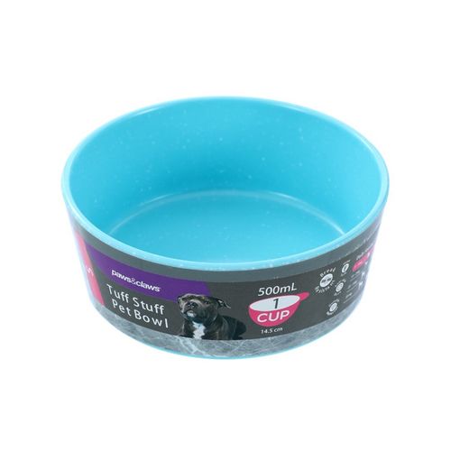 Paws and Claws - 500ml Tuff Stuff Pet Bowl - Aqua - 2PK