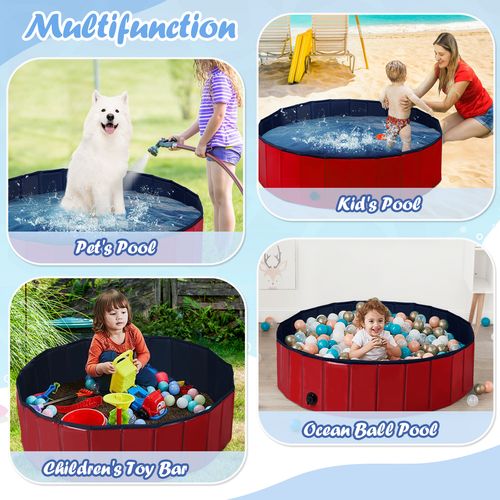 Costway - Pet Pool Washing Bathtub Non-Slip 1.6x0.3m - Red