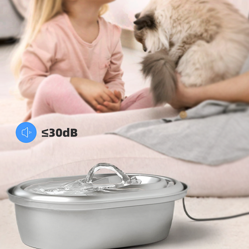 YES4PETS - 2L Automatic Electric Pet Water Fountain Dog Cat Stainless Steel Feeder Bowl Dispenser