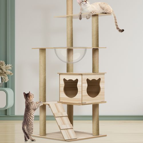 Advwin - 138cm Cat Scratching Post Tree Wooden - petservo