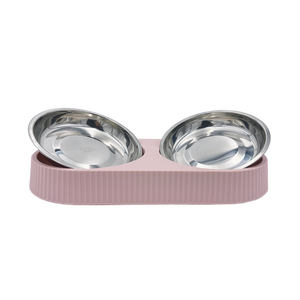 Baxter Bone - Melamine Ribbed Double Pet Bowl - Pink - Petservo