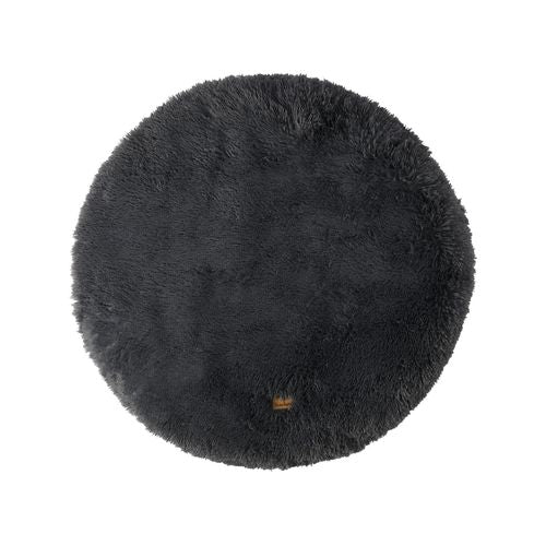 Charlie's - Shaggy Faux Fur Round Calming Dog Bed Charcoal - Small