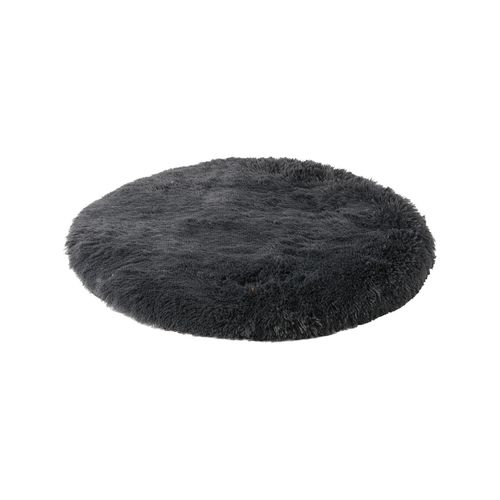 Charlie's - Shaggy Faux Fur Round Calming Dog Bed - Charcoal - Large